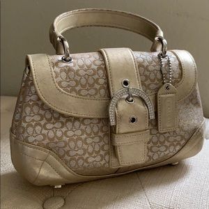 COACH glitter gold silver satchel